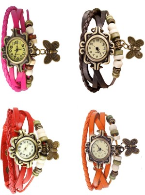 NS18 Vintage Butterfly Rakhi Combo of 4 Pink, Red, Brown And Orange Analog Watch  - For Women   Watches  (NS18)