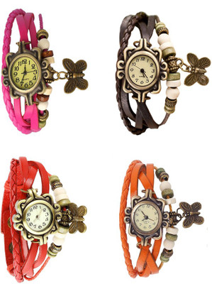 

Kissu Vintage Rakhi Combo of 4 Pink, Red, Brown And Orange Watch - For Women