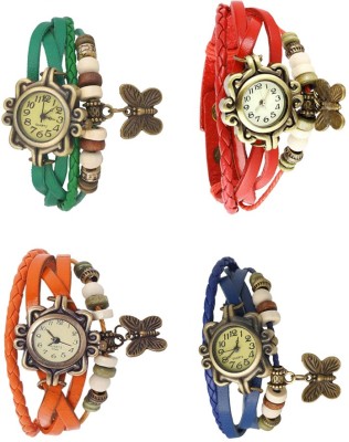 NS18 Vintage Butterfly Rakhi Combo of 4 Green, Orange, Red And Blue Analog Watch  - For Women   Watches  (NS18)