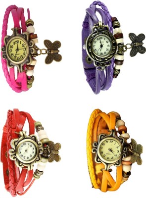 NS18 Vintage Butterfly Rakhi Combo of 4 Pink, Red, Purple And Yellow Analog Watch  - For Women   Watches  (NS18)