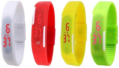 NS18 Silicone Led Magnet Band Combo of 4 White, Red, Yellow And Green Digital Watch  - For Boys & Girls   Watches  (NS18)
