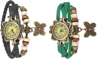 NS18 Vintage Butterfly Rakhi Watch Combo of 2 Black And Green Analog Watch  - For Women   Watches  (NS18)