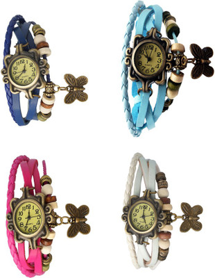 

Kissu Vintage Rakhi Combo of 4 Blue, Pink, Sky Blue And White Watch - For Women