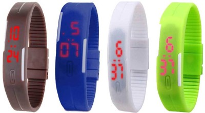 NS18 Silicone Led Magnet Band Combo of 4 Brown, Blue, White And Green Digital Watch  - For Boys & Girls   Watches  (NS18)