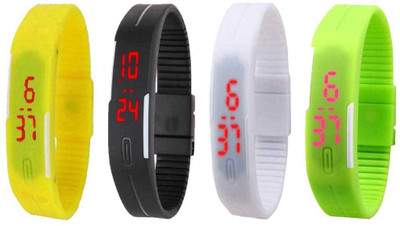 

Kissu Led Magnet Band Combo of 4 Yellow, Black, White And Green Watch - For Men & Women