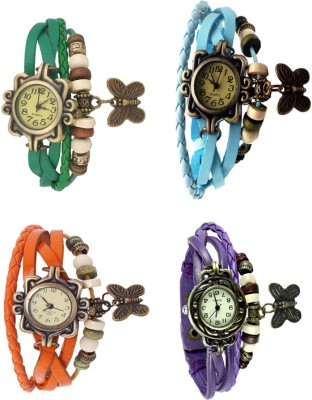 NS18 Vintage Butterfly Rakhi Combo of 4 Green, Orange, Sky Blue And Purple Analog Watch  - For Women   Watches  (NS18)