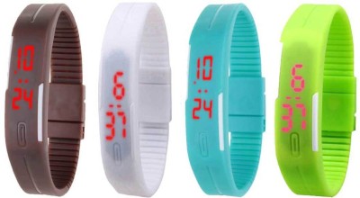 NS18 Silicone Led Magnet Band Combo of 4 Brown, White, Sky Blue And Green Digital Watch  - For Boys & Girls   Watches  (NS18)