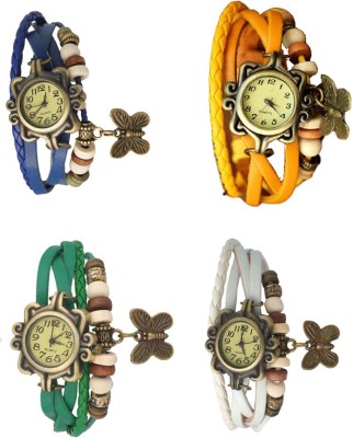 NS18 Vintage Butterfly Rakhi Combo of 4 Blue, Green, Yellow And White Analog Watch  - For Women   Watches  (NS18)