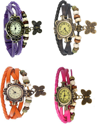 

Kissu Vintage Rakhi Combo of 4 Purple, Orange, Black And Pink Watch - For Women