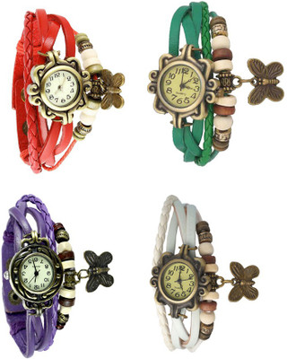 

Kissu Vintage Rakhi Combo of 4 Red, Purple, Green And White Watch - For Women