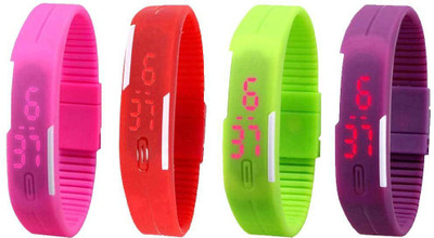 

Kissu Led Magnet Band Combo of 4 Pink, Red, Green And Purple Watch - For Men & Women
