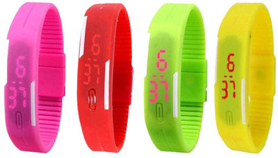 

Kissu Led Magnet Band Combo of 4 Pink, Red, Green And Yellow Watch - For Men & Women