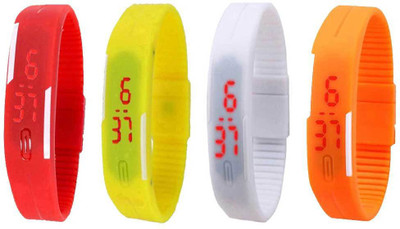 

Kissu Led Magnet Band Combo of 4 Red, White, Yellow And Orange Watch - For Men & Women