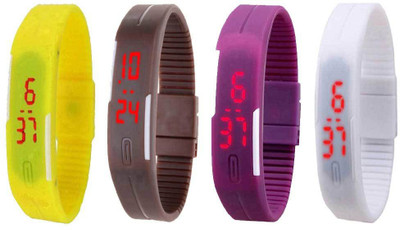 

Kissu Led Magnet Band Combo of 4 Yellow, Brown, Purple And White Watch - For Men & Women