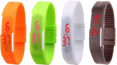 

Kissu Led Magnet Band Combo of 4 Orange, Green, White And Brown Watch - For Men & Women