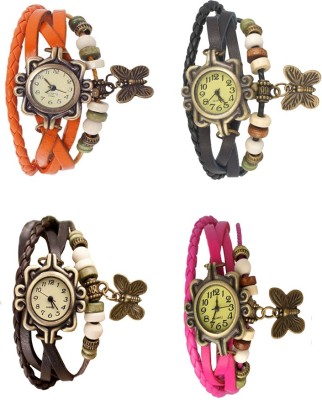 NS18 Vintage Butterfly Rakhi Combo of 4 Orange, Brown, Black And Pink Analog Watch  - For Women   Watches  (NS18)