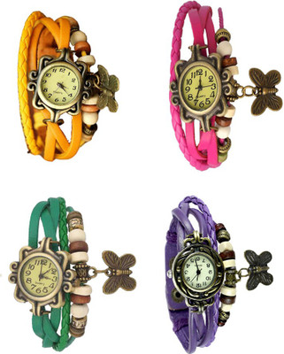

Kissu Vintage Rakhi Combo of 4 Yellow, Green, Pink And Purple Watch - For Women