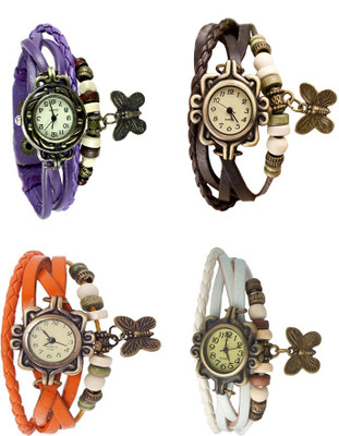 

Kissu Vintage Rakhi Combo of 4 Purple, Orange, Brown And White Watch - For Women