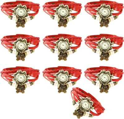 NS18 Vintage Butterfly Rakhi Combo of 10 Red Analog Watch  - For Women   Watches  (NS18)