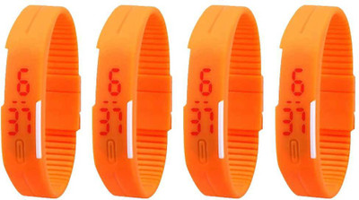 

Kissu Led Magnet Band Combo of 4 Orange Watch - For Men & Women