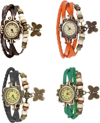 NS18 Vintage Butterfly Rakhi Combo of 4 Brown, Black, Orange And Green Analog Watch  - For Women   Watches  (NS18)