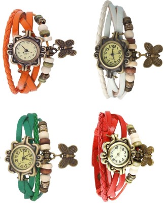 NS18 Vintage Butterfly Rakhi Combo of 4 Orange, Green, White And Red Analog Watch  - For Women   Watches  (NS18)