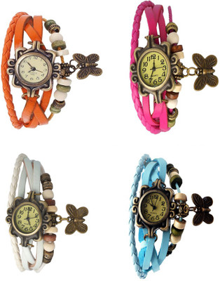 

NS18 Vintage Butterfly Rakhi Combo of 4 Orange, White, Pink And Sky Blue Watch - For Women