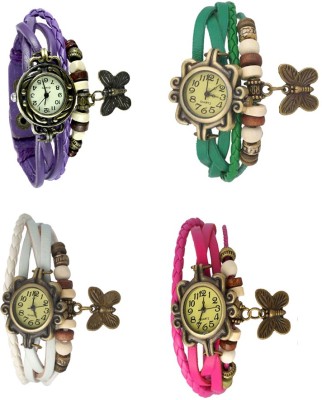 NS18 Vintage Butterfly Rakhi Combo of 4 Purple, White, Green And Pink Analog Watch  - For Women   Watches  (NS18)