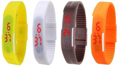 NS18 Silicone Led Magnet Band Combo of 4 Yellow, White, Brown And Orange Digital Watch  - For Boys & Girls   Watches  (NS18)