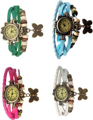 NS18 Vintage Butterfly Rakhi Combo of 4 Green, Pink, Sky Blue And White Analog Watch  - For Women   Watches  (NS18)