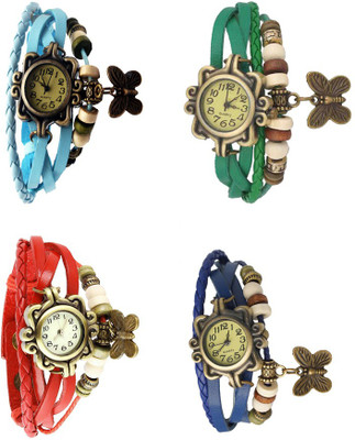 

NS18 Vintage Butterfly Rakhi Combo of 4 Sky Blue, Red, Green And Blue Watch - For Women