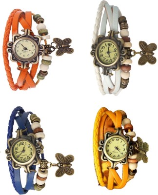 NS18 Vintage Butterfly Rakhi Combo of 4 Orange, Blue, White And Yellow Analog Watch  - For Women   Watches  (NS18)