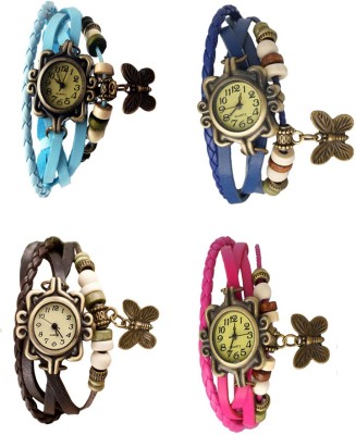 NS18 Vintage Butterfly Rakhi Combo of 4 Sky Blue, Brown, Blue And Pink Analog Watch  - For Women   Watches  (NS18)