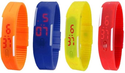 NS18 Silicone Led Magnet Band Watch Combo of 4 Orange, Blue, Yellow And Red Digital Watch  - For Couple   Watches  (NS18)