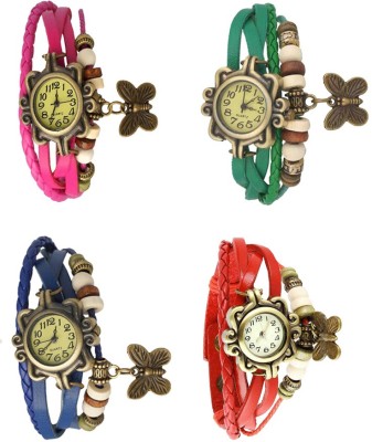 NS18 Vintage Butterfly Rakhi Combo of 4 Pink, Blue, Green And Red Analog Watch  - For Women   Watches  (NS18)