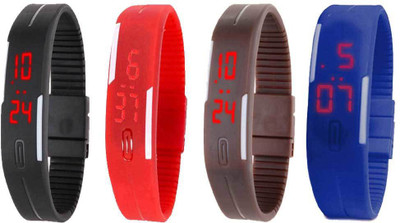 

Kissu Led Magnet Band Combo of 4 Black, Red, Brown And Blue Watch - For Men & Women