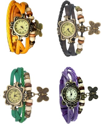 NS18 Vintage Butterfly Rakhi Combo of 4 Yellow, Green, Black And Purple Analog Watch  - For Women   Watches  (NS18)