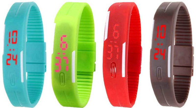 

Kissu Led Magnet Band Combo of 4 Sky Blue, Green, Red And Brown Watch - For Men & Women