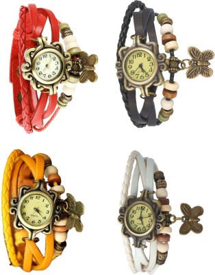 NS18 Vintage Butterfly Rakhi Combo of 4 Red, Yellow, Black And White Analog Watch  - For Women   Watches  (NS18)