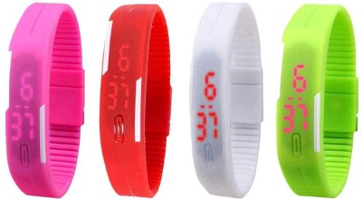 

Kissu Led Magnet Band Combo of 4 Pink, Red, White And Green Watch - For Men & Women