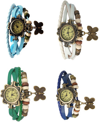 View NS18 Vintage Butterfly Rakhi Combo of 4 Sky Blue, Green, White And Blue Analog Watch  - For Women Wrist Watches Price Online(NS18)