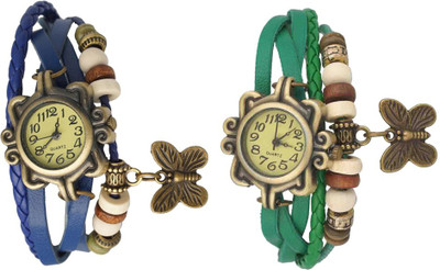 

Kissu Vintage Rakhi Watch Combo of 2 Blue And Green Watch - For Women