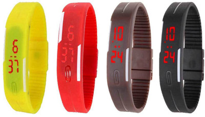 

Kissu Led Magnet Band Combo of 4 Yellow, Red, Brown And Black Watch - For Men & Women