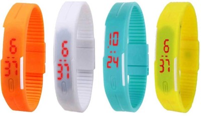 NS18 Silicone Led Magnet Band Combo of 4 Orange, White, Sky Blue And Yellow Digital Watch  - For Boys & Girls   Watches  (NS18)