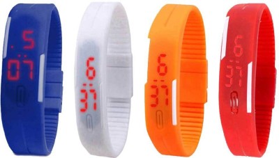 NS18 Silicone Led Magnet Band Watch Combo of 4 Blue, White, Orange And Red Digital Watch  - For Couple   Watches  (NS18)
