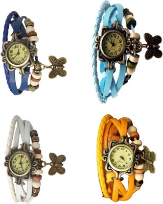 NS18 Vintage Butterfly Rakhi Combo of 4 Blue, White, Sky Blue And Yellow Analog Watch  - For Women   Watches  (NS18)
