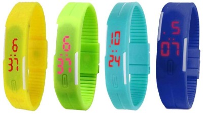 NS18 Silicone Led Magnet Band Combo of 4 Yellow, Green, Sky Blue And Blue Digital Watch  - For Boys & Girls   Watches  (NS18)