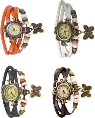 NS18 Vintage Butterfly Rakhi Combo of 4 Orange, Black, White And Brown Analog Watch  - For Women   Watches  (NS18)