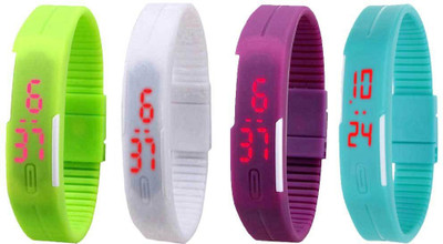 

Kissu Led Magnet Band Combo of 4 Green, White, Purple And Sky Blue Watch - For Men & Women