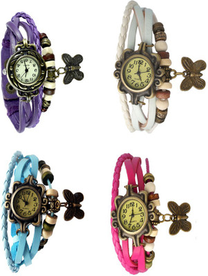 

NS18 Vintage Butterfly Rakhi Combo of 4 Purple, Sky Blue, White And Pink Watch - For Women